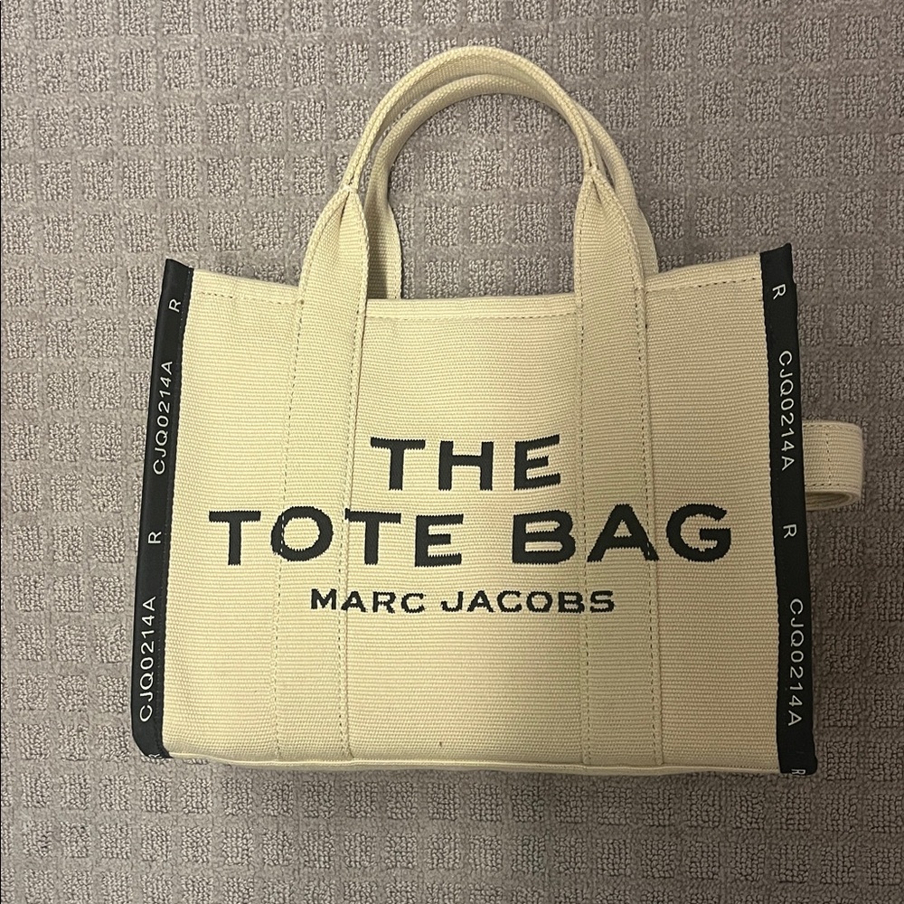 Marc Jacobs Cream Canvas Tote Bag with Black Trim